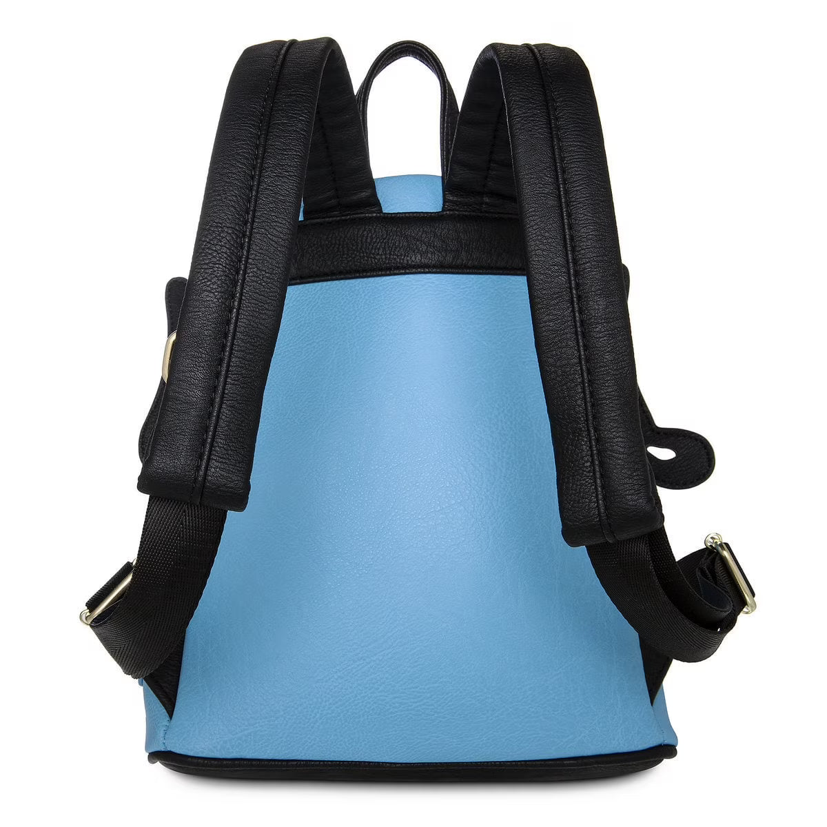 Blue backpack with black straps on a white background