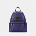 Blue backpack with black pattern and visible brand logo on a white background
