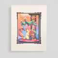 Disney California Adventure Food & Wine Festival Print by Mike Peraza, matted art with festival characters and grapes.

