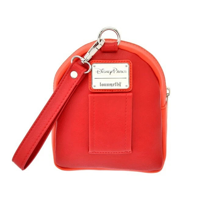 Red backpack with a strap and Disney Parks tag on a white background