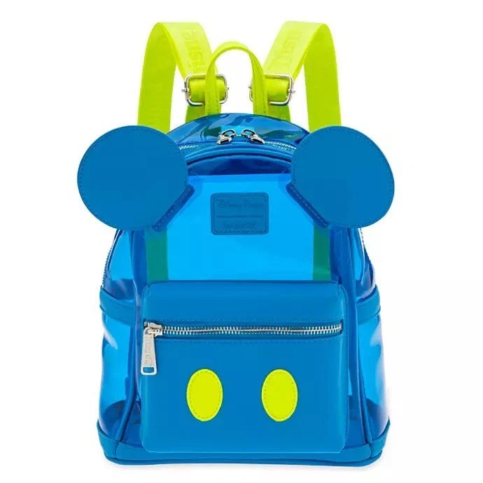 Disney Parks Mickey Mouse Icon Clear & Blue Translucent Mini Backpack by Loungefly